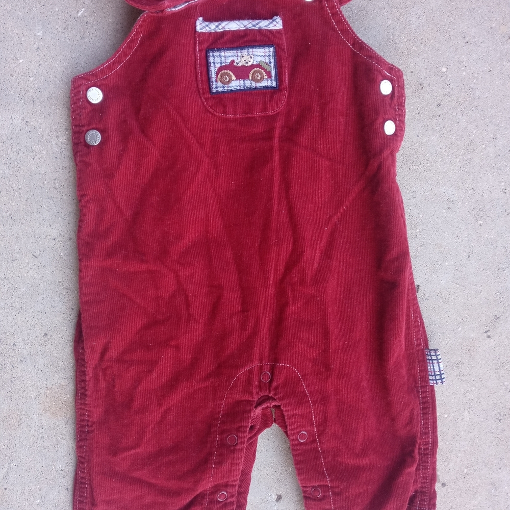 Koala baby boutique red overalls boy  6-9 months